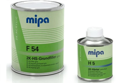 Грунт выравниватель MIPA 2К HS F54 4:1 1л, + отвердитель H5, 0,25л, белый