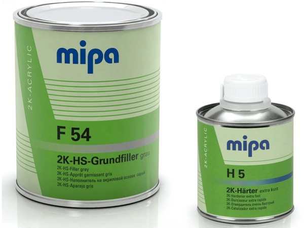 Грунт выравниватель MIPA 2К HS F54 4:1 1л, + отвердитель H5, 0,25л, белый