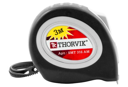 Рулетка с магнитным захватом и автостопом, в обрезиненном корпусе THORVIK, 3 метра