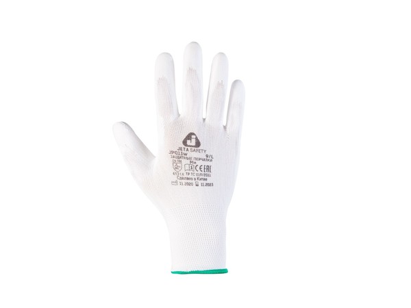 Перчатки JETA PRO защитные с полиуретановым покрытием, белый, размер L/XL 1 пара