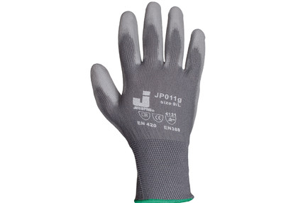 Перчатки JETA PRO защитные с полиуретановым покрытием, серый, размер L/12 1 пара