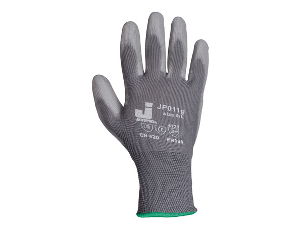 Перчатки JETA PRO защитные с полиуретановым покрытием, серый, размер L/12 1 пара
